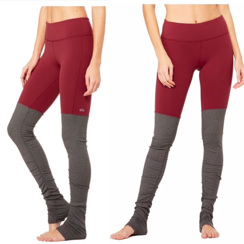 ALO Yoga WHITE and Gray Colorblock Leggings - Picture 2 of 16